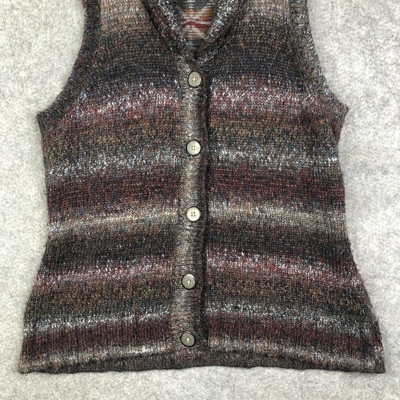 Woolrich Sweater Vest Womens Large L Wool Acrylic Lambs Muted Stripe Knit - Picture 3 of 8